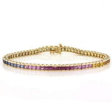 7.45 Cts. 14K Yellow Gold Multi-Colored Sapphire Bracelet